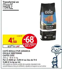 Intermarché CAFÉS COÏC Café moulu pur arabica escale bretonne offre