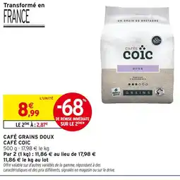 Intermarché CAFÉ COIC Café grains doux offre