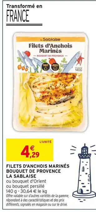 Intermarché LA SABLAISE Filets d'anchois marinés bouquet de provence offre