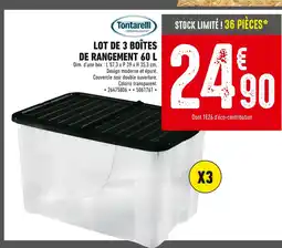 Batkor Tontarelli Lot de 3 boîtes de rangement 60 L offre