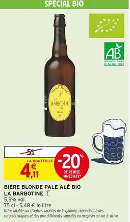 Intermarché LA BARBOTINE Bière blonde pale alé bio offre