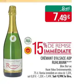 Match RUHLMANN Crémant d'alsace AOP offre
