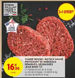 Intermarché Jean Rozé Viande bovine : bifteck haché provenant de morceaux dénervés, dégraissés offre