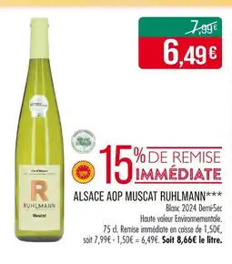 Match RUHLMANN Alsace aop muscat offre
