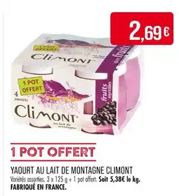 Match Climont Yaourt au lait de montagne offre