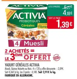 Match Activia Yaourt céréales offre