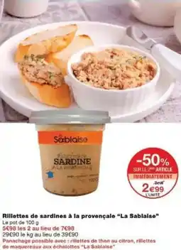 Monoprix Rillettes de sardines à la provençale la sablaise offre