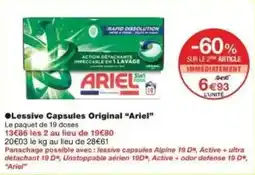 Monoprix Lessive capsules original ariel offre