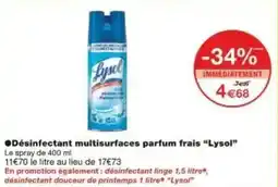 Monoprix Désinfectant multisurfaces parfum frais lysol offre