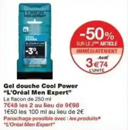 Monoprix Gel douche cool power l'oréal men expert offre
