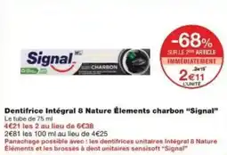 Monoprix Dentifrice intégral 8 nature élements charbon signal offre