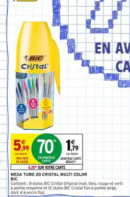 Intermarché BIC Mega tubo 20 Cristal multi color offre