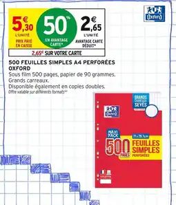 Intermarché Oxford 500 feuilles simples A4 perforées offre
