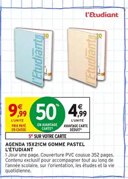 Intermarché L'ÉTUDIANT Agenda 15x21cm gomme pastel offre