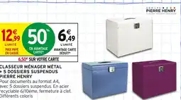 Intermarché PIERRE HENRY Classeur ménager métal + 5 dossiers suspendus offre