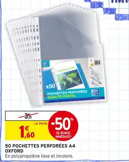 Intermarché Oxford 50 pochettes perforées A4 offre