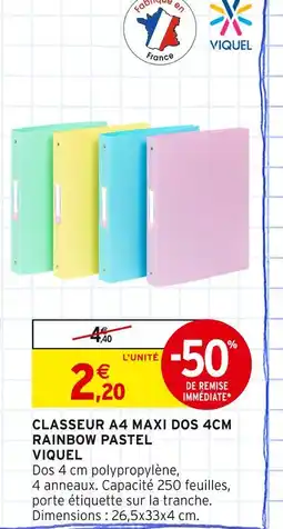 Intermarché VIQUEL Classeur a4 maxi dos 4cm rainbow pastel offre