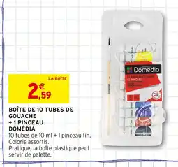 Intermarché Domédia Boîte de 10 tubes de gouache + 1 pinceau offre