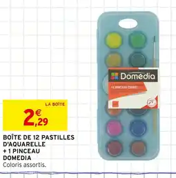 Intermarché DOMÉDIA Boîte de 12 pastilles d'aquarelle + 1 pinceau offre