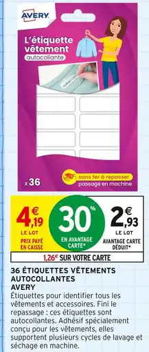 Intermarché Avery L'étiquette vêtement autocollante offre
