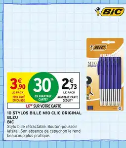 Intermarché BIC 10 stylos bille M10 clic original bleu offre