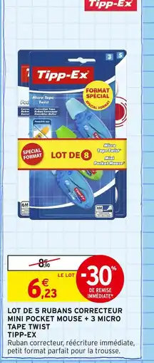 Intermarché TIPP-EX Lot de 5 rubans correcteur mini pocket mouse + 3 micro tape twist offre