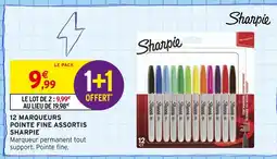 Intermarché SHARPIE 12 marqueurs pointe fine assortis offre