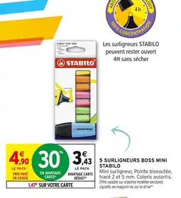 Intermarché Stabilo 5 surligneurs Boss Mini offre
