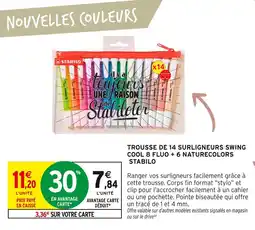 Intermarché Stabilo Trousse de 14 surligneurs Swing Cool 8 fluo + 6 Naturecolors offre