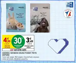Intermarché OXFORD Agenda 12x18cm cousu funny pets offre