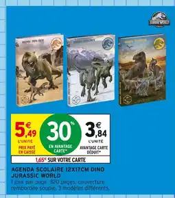 Intermarché Jurassic World Agenda scolaire 12x17cm dino offre