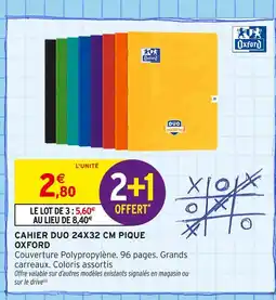 Intermarché Oxford Cahier Duo 24x32 cm Pique offre
