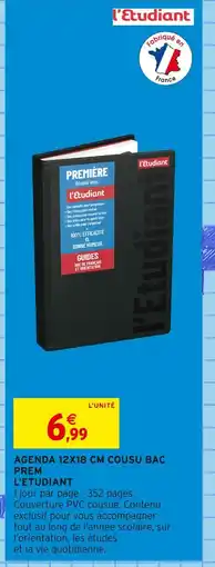 Intermarché L'Étudiant Agenda 12x18 cm cousu bac prem offre