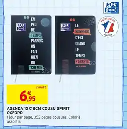 Intermarché OXFORD Agenda 12x18cm cousu spirit offre