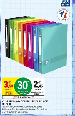 Intermarché OXFORD Classeur A4+ Color Life Easylock offre