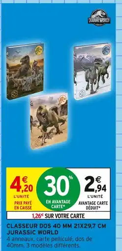 Intermarché Jurassic World Classeur dos 40 mm 21x29,7 cm offre