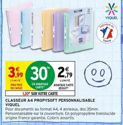 Intermarché Viquel Classeur A4 Propysoft personnalisable offre