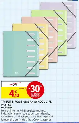 Intermarché OXFORD Trieur 8 positions a4 school life pastel offre