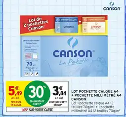 Intermarché Canson Lot pochette calque A4 + pochette millimétré A4 offre