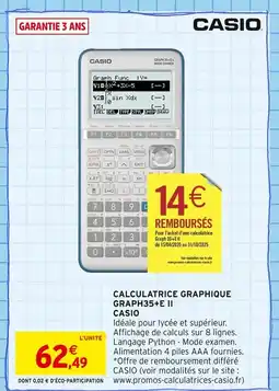 Intermarché CASIO Calculatrice graphique Graph35+E II offre