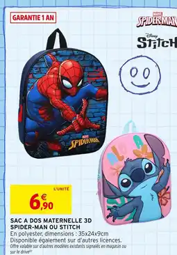 Intermarché MARVEL / STITCH Sac à dos maternelle 3D offre