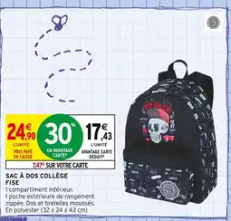Intermarché Fise Sac à dos collège offre