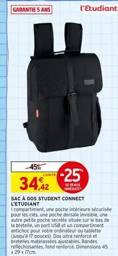 Intermarché L'ÉTUDIANT Sac à dos student connect offre
