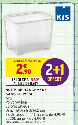 Intermarché KIS Boîte de rangement sans clips 5l offre
