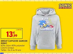 Intermarché SONIC THE HEDGEHOG Sweat Capuche Garçon offre