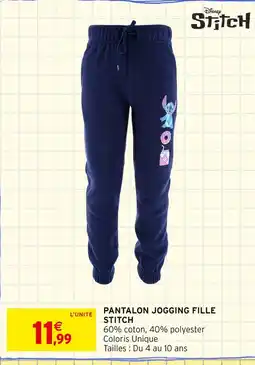 Intermarché Stitch Pantalon jogging fille offre