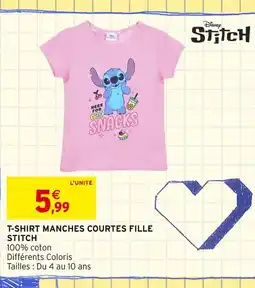 Intermarché Disney Stitch T-shirt manches courtes fille offre