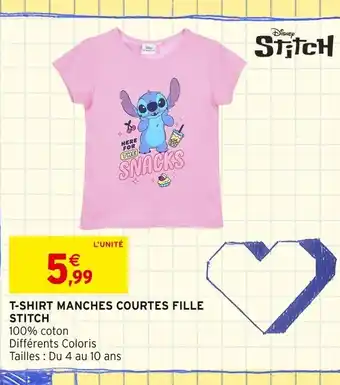 Intermarché Disney Stitch T-shirt manches courtes fille offre