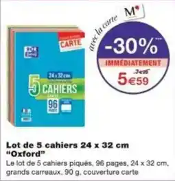 Monoprix Lot de 5 cahiers oxford offre