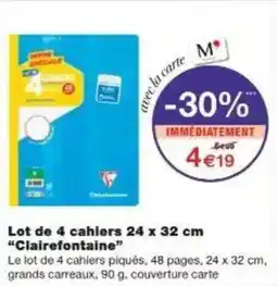 Monoprix Lot de 4 cahiers clairefontaine offre